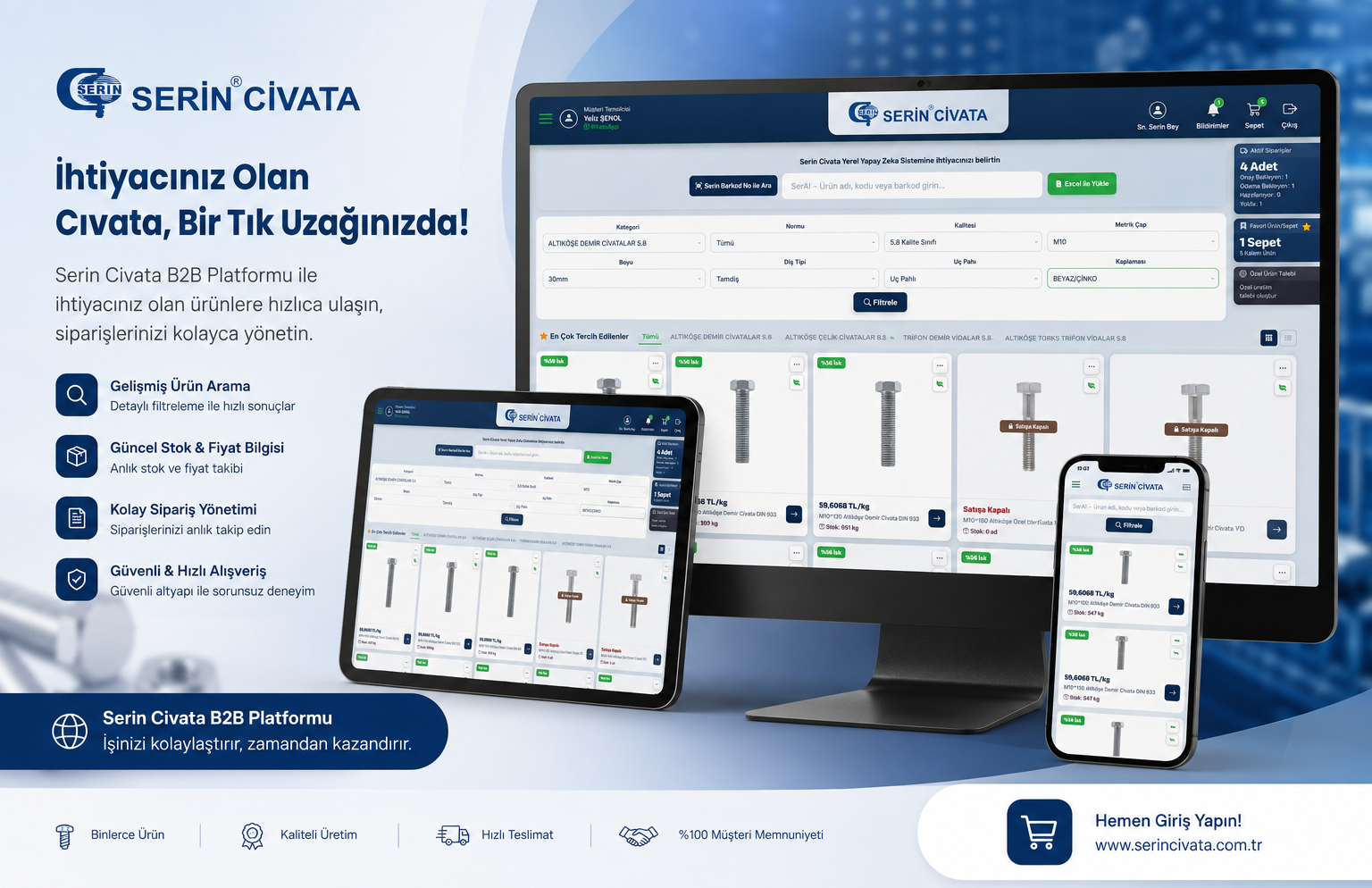 Serin Civata B2B Platformu Beta Sürümü ile Yayında!